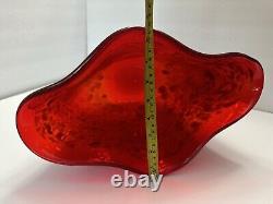 Large Modernist Art Glass Red Gold Glitter Murano Vase Cristalleria D'Arte