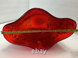 Large Modernist Art Glass Red Gold Glitter Murano Vase Cristalleria D'Arte