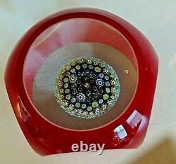 Large Murano Art Glass Double Overlay Faceted Umbrella Paperweight Ruby Red