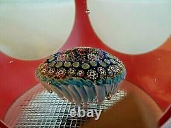 Large Murano Art Glass Double Overlay Faceted Umbrella Paperweight Ruby Red