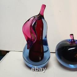 Large Murano Art Glass Hand Blown Alfredo Barbini Sommerso Bookends Vintage