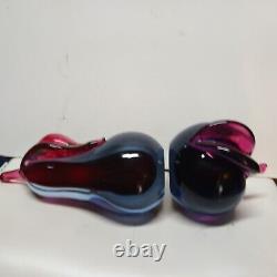 Large Murano Art Glass Hand Blown Alfredo Barbini Sommerso Bookends Vintage