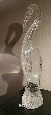 Large Murano Art Glass Heron Crane Coastal Bird Clear Zanetti