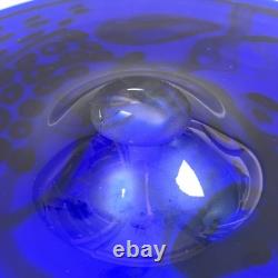 Large Murano Cobalt Blue Art Glass Millefiori Bowl Hand Blown 16
