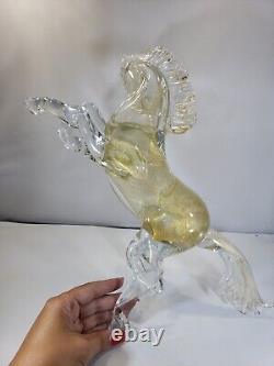 Large Murano Glass Horse Cased Gold Flakes Glows