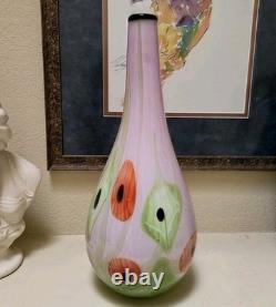 Large Murano Glass Vase Hand-blown Art Millefiori Calla Lilli Heavy Thick
