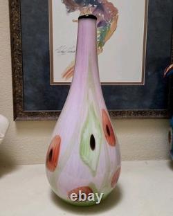Large Murano Glass Vase Hand-blown Art Millefiori Calla Lilli Heavy Thick