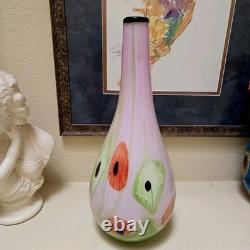 Large Murano Glass Vase Hand-blown Art Millefiori Calla Lilli Heavy Thick