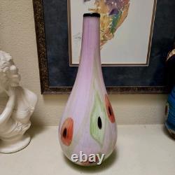 Large Murano Glass Vase Hand-blown Art Millefiori Calla Lilli Heavy Thick