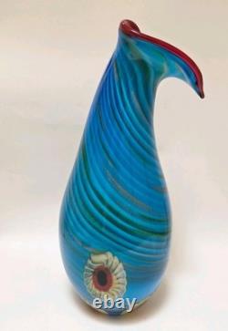 Large Murano Glass Vase Hand-blown Art Millefiori Calla Lilli Heavy Thick 20