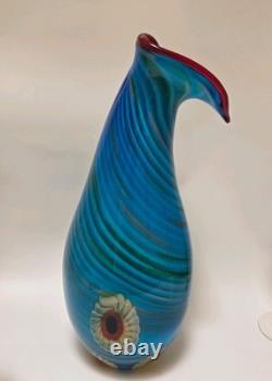 Large Murano Glass Vase Hand-blown Art Millefiori Calla Lilli Heavy Thick 20
