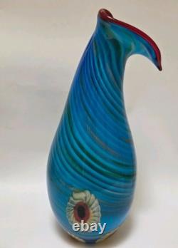 Large Murano Glass Vase Hand-blown Art Millefiori Calla Lilli Heavy Thick 20