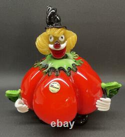 Large Murano Hand Blown Glass Clown Body Shaped Like Round Red Tomato 7 Tall