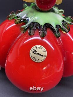 Large Murano Hand Blown Glass Clown Body Shaped Like Round Red Tomato 7 Tall