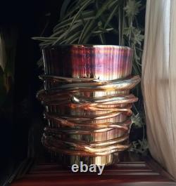 Large Murano Hand Blown Glass Vase Planter Cachepot, Iridescent Copper & Gold