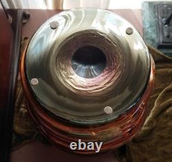 Large Murano Hand Blown Glass Vase Planter Cachepot, Iridescent Copper & Gold