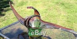Large Murano Somerso Centerpiece Bowl Hand Blown Fruit Dish Cranberry Green