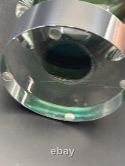 Large Murano Style Hand Blown Art Glass Sculptural Vase Green White Blue