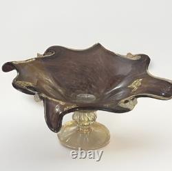 Large Murano Style Hand Blown Glass Pedestal Centerpiece 17 D X 17 W X 8H