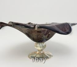 Large Murano Style Hand Blown Glass Pedestal Centerpiece 17 D X 17 W X 8H