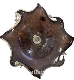 Large Murano Style Hand Blown Glass Pedestal Centerpiece 17 D X 17 W X 8H