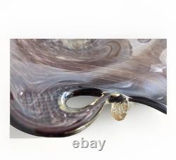 Large Murano Style Hand Blown Glass Pedestal Centerpiece 17 D X 17 W X 8H