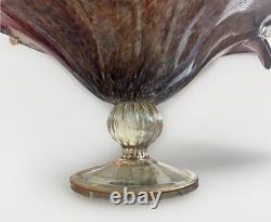 Large Murano Style Hand Blown Glass Pedestal Centerpiece 17 D X 17 W X 8H