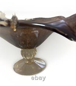Large Murano Style Hand Blown Glass Pedestal Centerpiece 17 D X 17 W X 8H