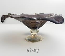 Large Murano Style Hand Blown Glass Pedestal Centerpiece 17 D X 17 W X 8H