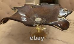 Large Murano Style Hand Blown Glass Pedestal Centerpiece 17 D X 17 W X 8H