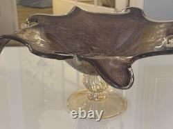 Large Murano Style Hand Blown Glass Pedestal Centerpiece 17 D X 17 W X 8H