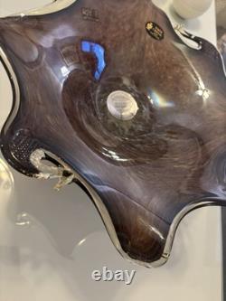 Large Murano Style Hand Blown Glass Pedestal Centerpiece 17 D X 17 W X 8H