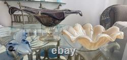 Large Murano Style Hand Blown Glass Pedestal Centerpiece 17 D X 17 W X 8H