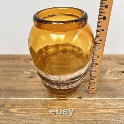Large Murano Vase Hand Blown Golden Orange Heavy Weighted Glass