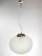 Large Murano hand-blown spiral engraved glass and metal 60s pendant lamp