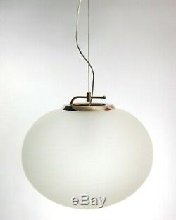 Large Murano hand-blown spiral engraved glass and metal 60s pendant lamp