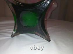 Large Murano or Venetian Styled Glass Trumpet Morning Glory Vase