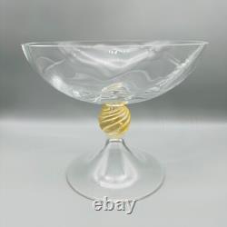Large Nason Moretti Murano Glass Compote Bowl Gold In Clear Gold Hand Blown