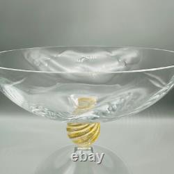 Large Nason Moretti Murano Glass Compote Bowl Gold In Clear Gold Hand Blown