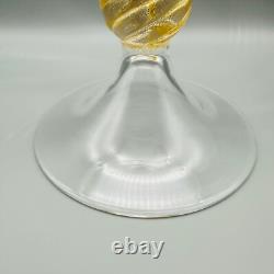 Large Nason Moretti Murano Glass Compote Bowl Gold In Clear Gold Hand Blown