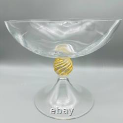 Large Nason Moretti Murano Glass Compote Bowl Gold In Clear Gold Hand Blown