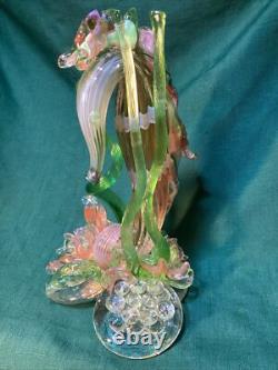 Large SEAHORSE AMONG SEAWEED Oggetti Murano Blown GLASS Amazing