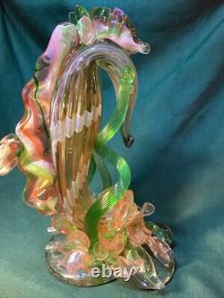 Large SEAHORSE AMONG SEAWEED Oggetti Murano Blown GLASS Amazing