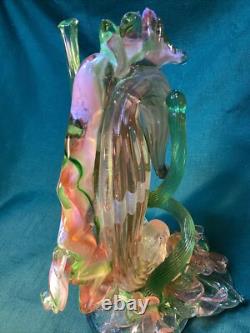 Large SEAHORSE AMONG SEAWEED Oggetti Murano Blown GLASS Amazing