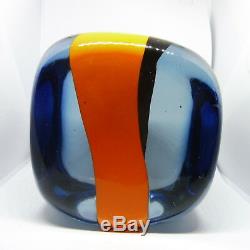 Large Venini Pierre Cardin Murano Glass Orange And Clear Cube