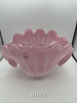 Large Vintage 1950s Hand Blown Pink Murano Glass Opaline Conch Shell Vase-14.5W