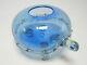 Large Vintage 1990's Hand Blown Blue Turtle Glass Bowl Murano Style