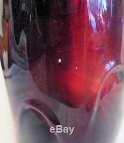 Large Vintage 21 Murano Art Glass Red Freeform Floor Vase
