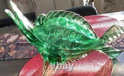 Large Vintage Hand Blown Art Murano Glass Sawfish Green Exquisite & Rare