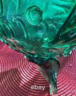 Large Vintage Hand Blown Art Murano Glass Sawfish Green Exquisite & Rare